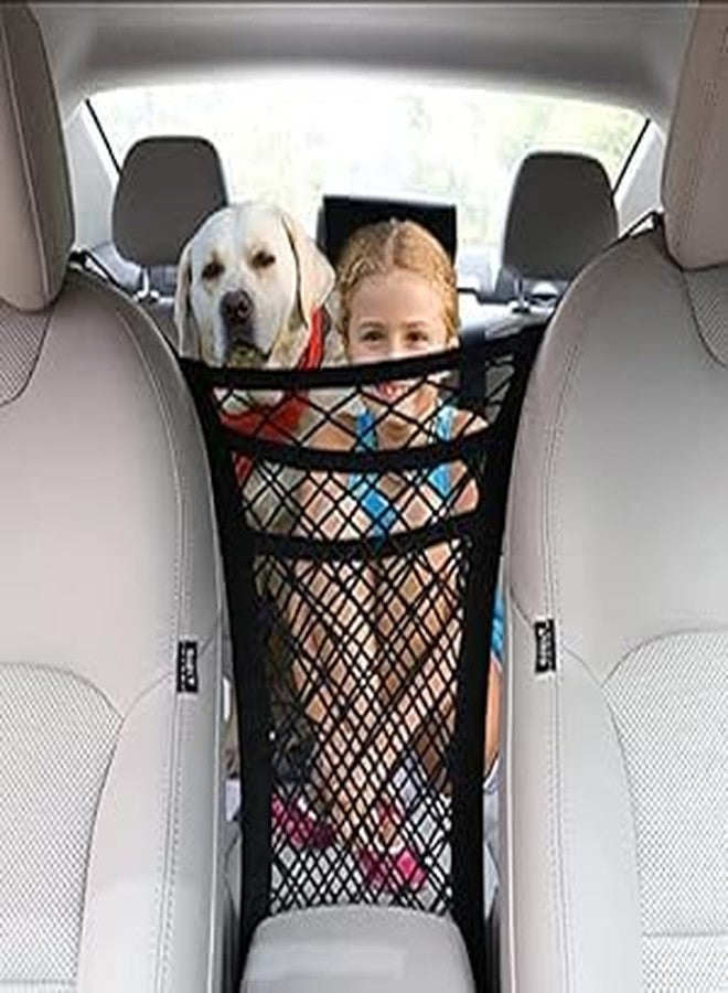 Barrier HR MALL car mesh Organizer car mid net Between car Front Seats car Storage Accessories Interior car seat net Holder Barrier of Backseat Pet Kids,Cargo Tissue Purse Holder (Pack of 1) - Image 2